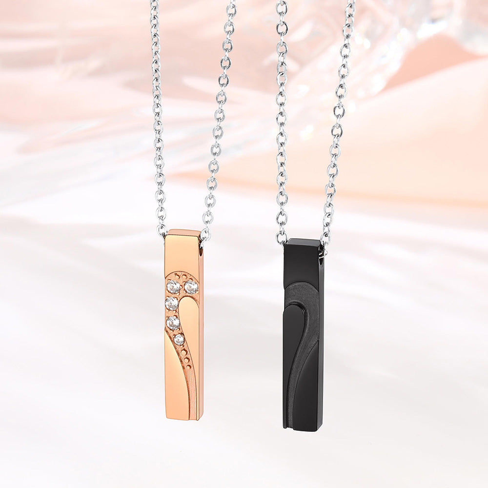 Rectangle Bar Couple Necklace