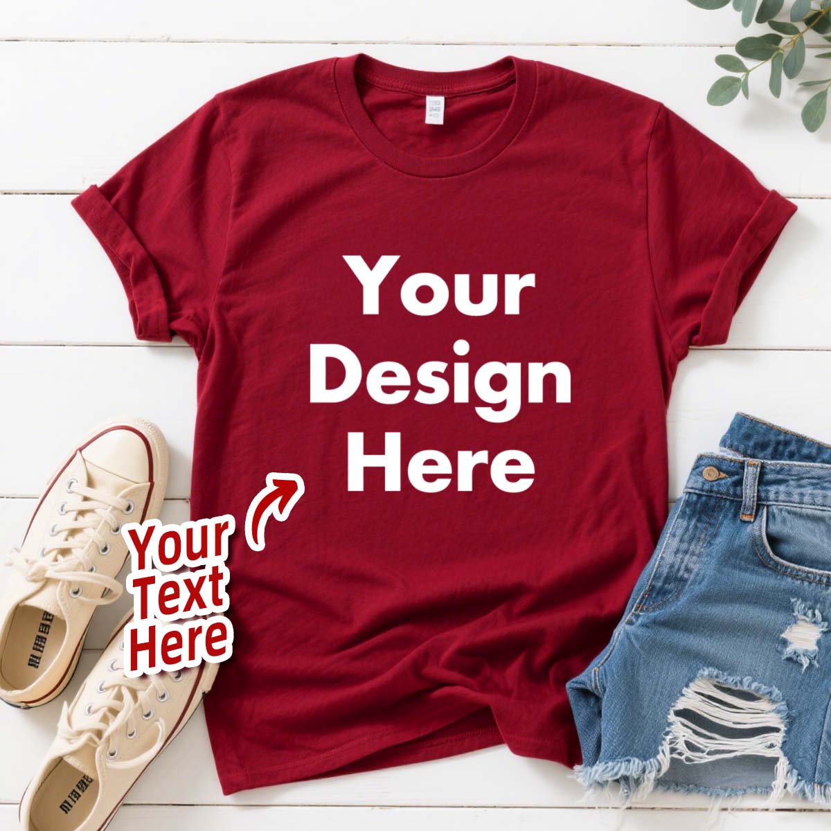 Red Custom Text T-Shirts