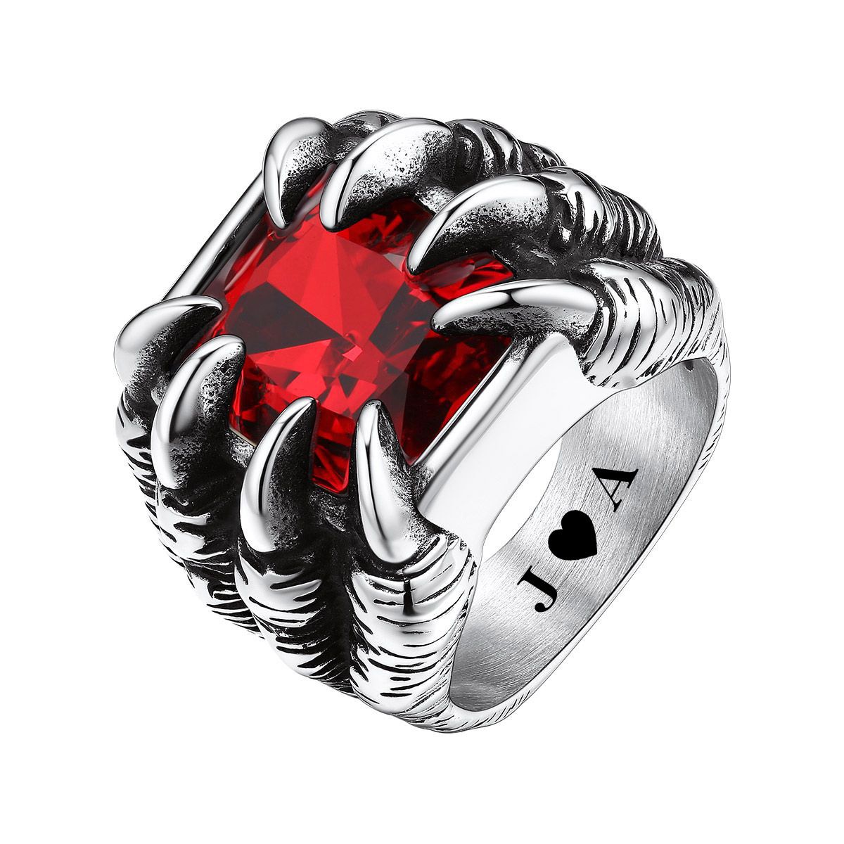Red Dragon Claw Eye Ring for Men