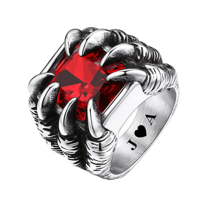 Red Dragon Claw Eye Ring for Men