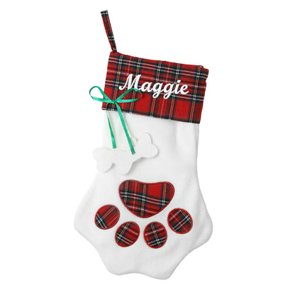 Red Gird Paw Shape Christmas Stockings