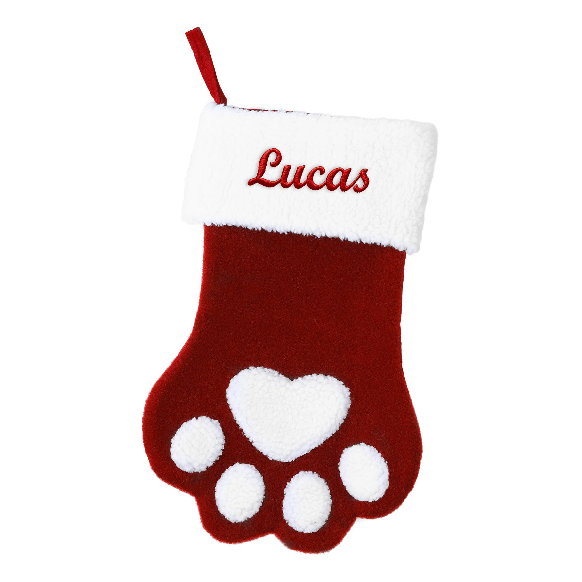 Red Paw Shape Christmas Stockings