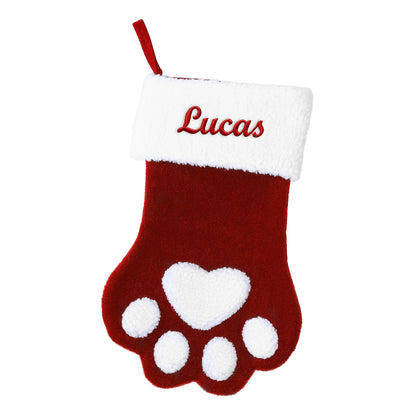 Red Paw Shape Christmas Stockings