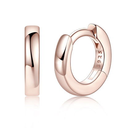 Rose Gold 925 Sterling Silver Huggie Earrings for Men Women on a white background 6mm