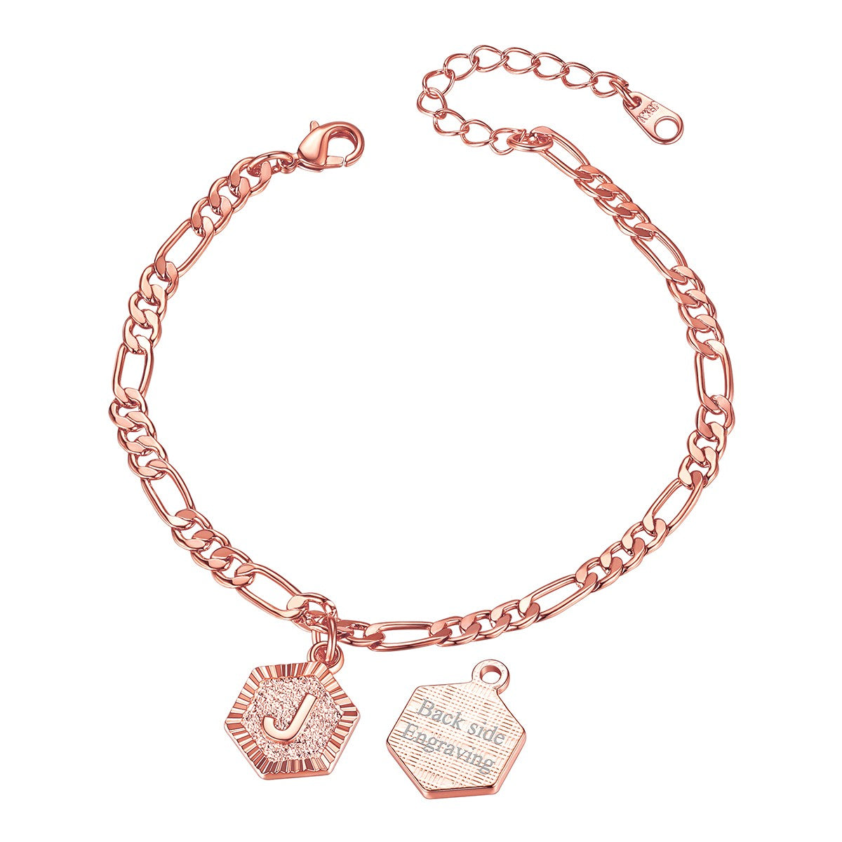 Rose Gold Initial Anklet-J