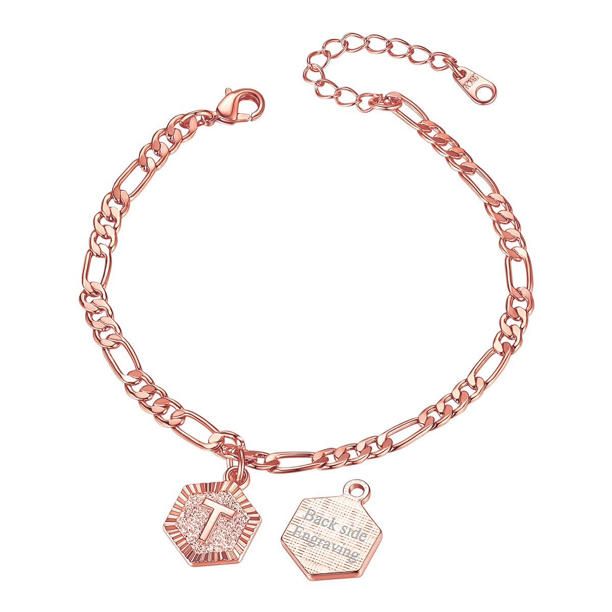 Rose Gold Initial Anklet-T