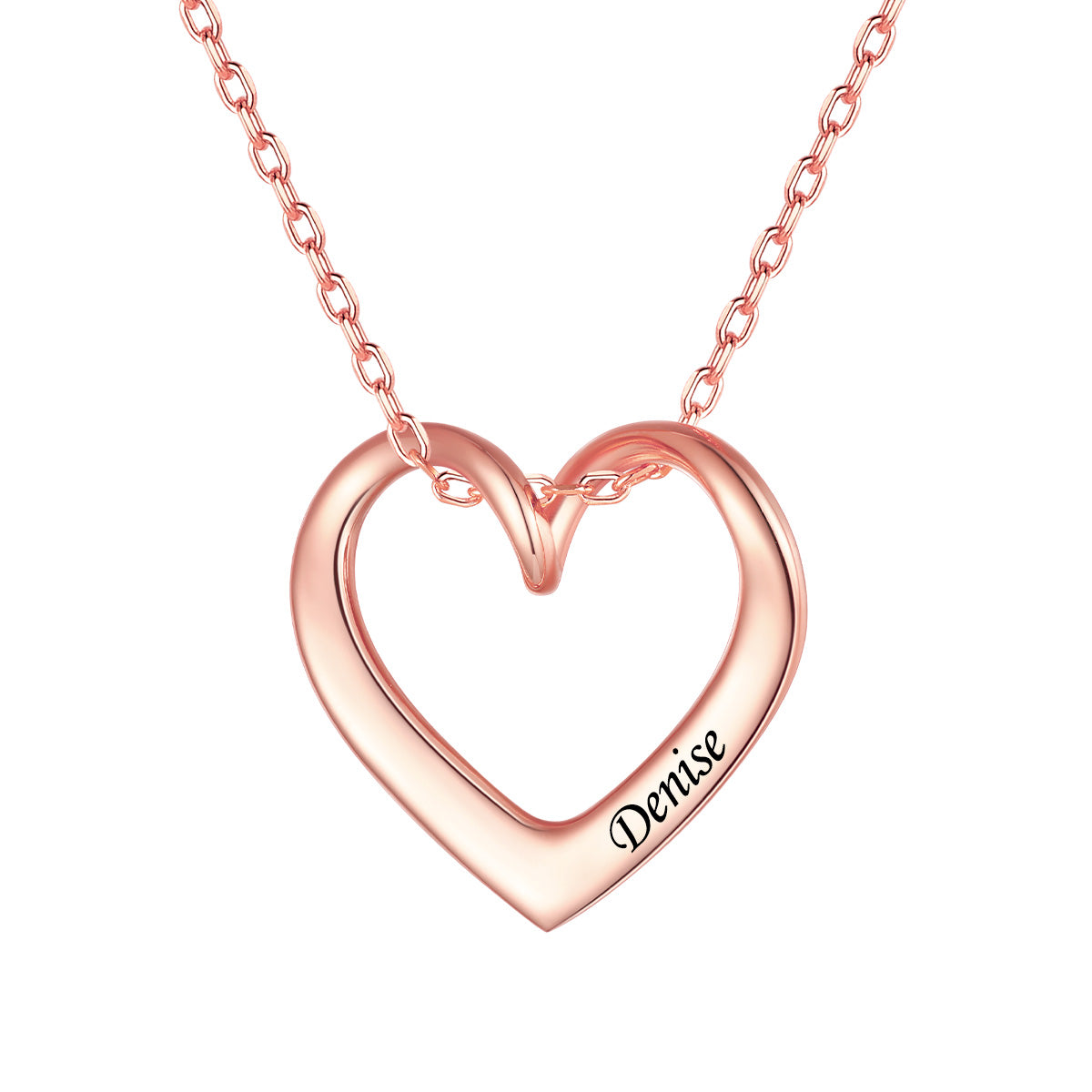 Rose Gold Open Heart Custom Necklace