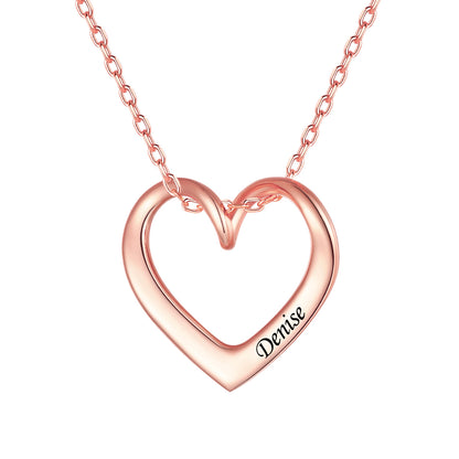 Rose Gold Open Heart Custom Necklace