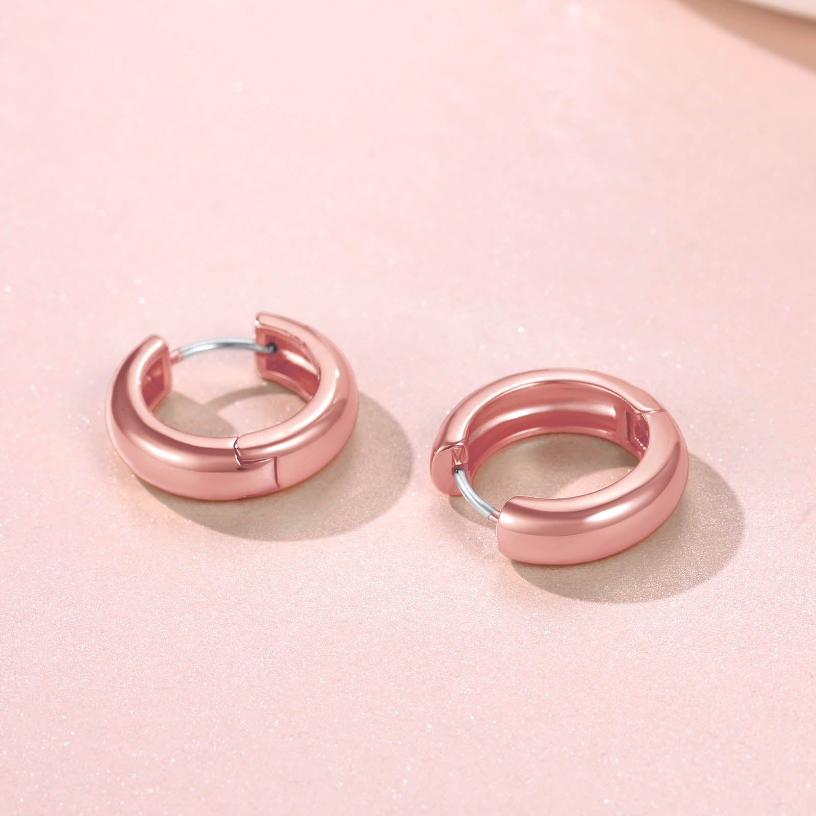 Rose Gold Plated Smooth Huggie Hoop Earrings 