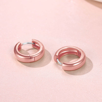 Rose Gold Plated Smooth Huggie Hoop Earrings 