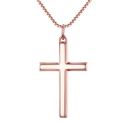 Rose gold cross pendant on a white background Large size