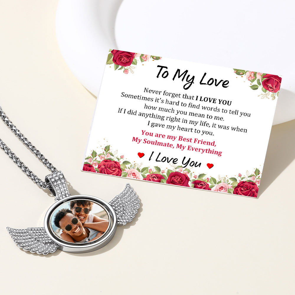 Rotatable photo necklace for love