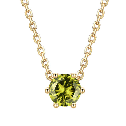 Round Cut August Birthstone Necklace on a white background