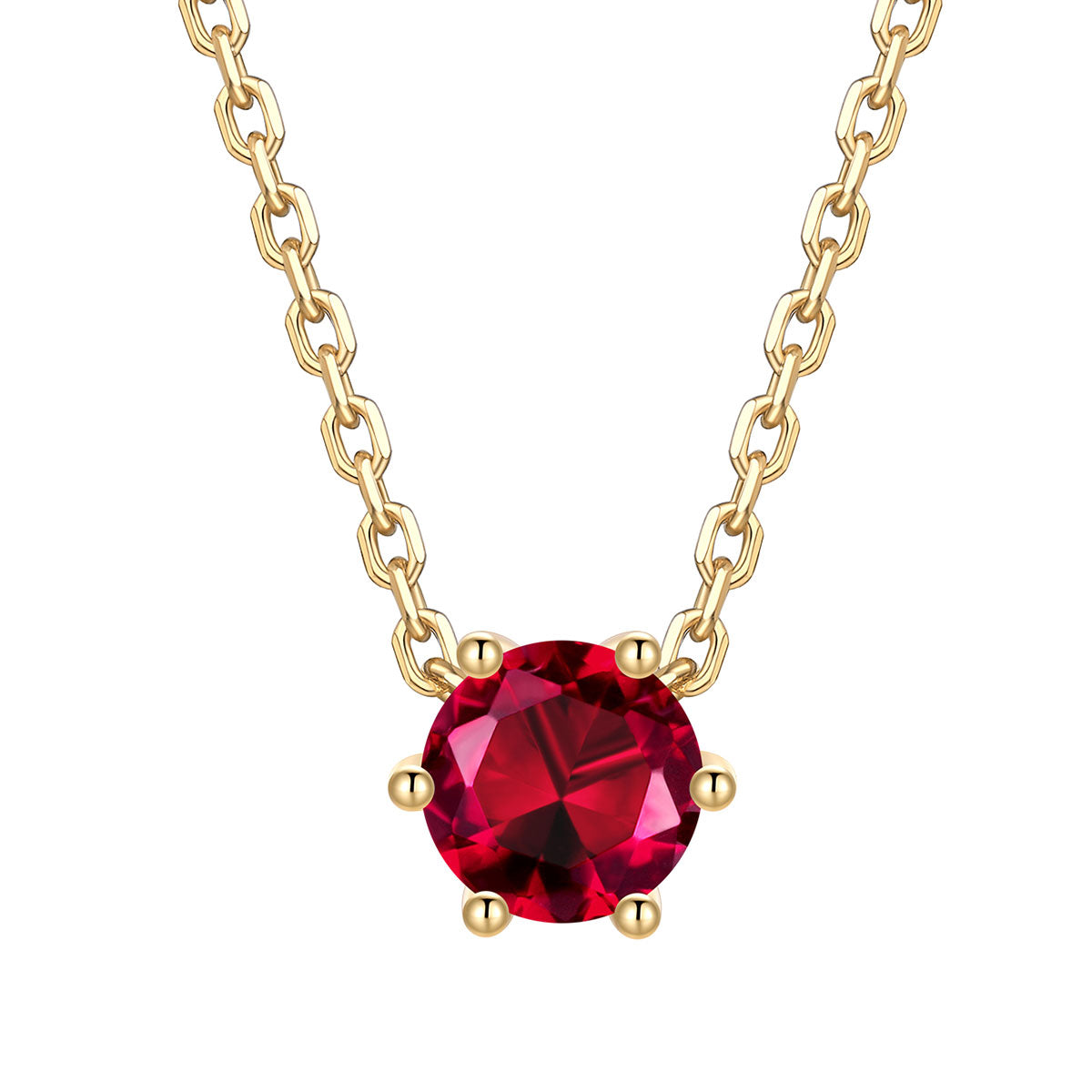 Round Cut July Birthstone Necklace on a white background