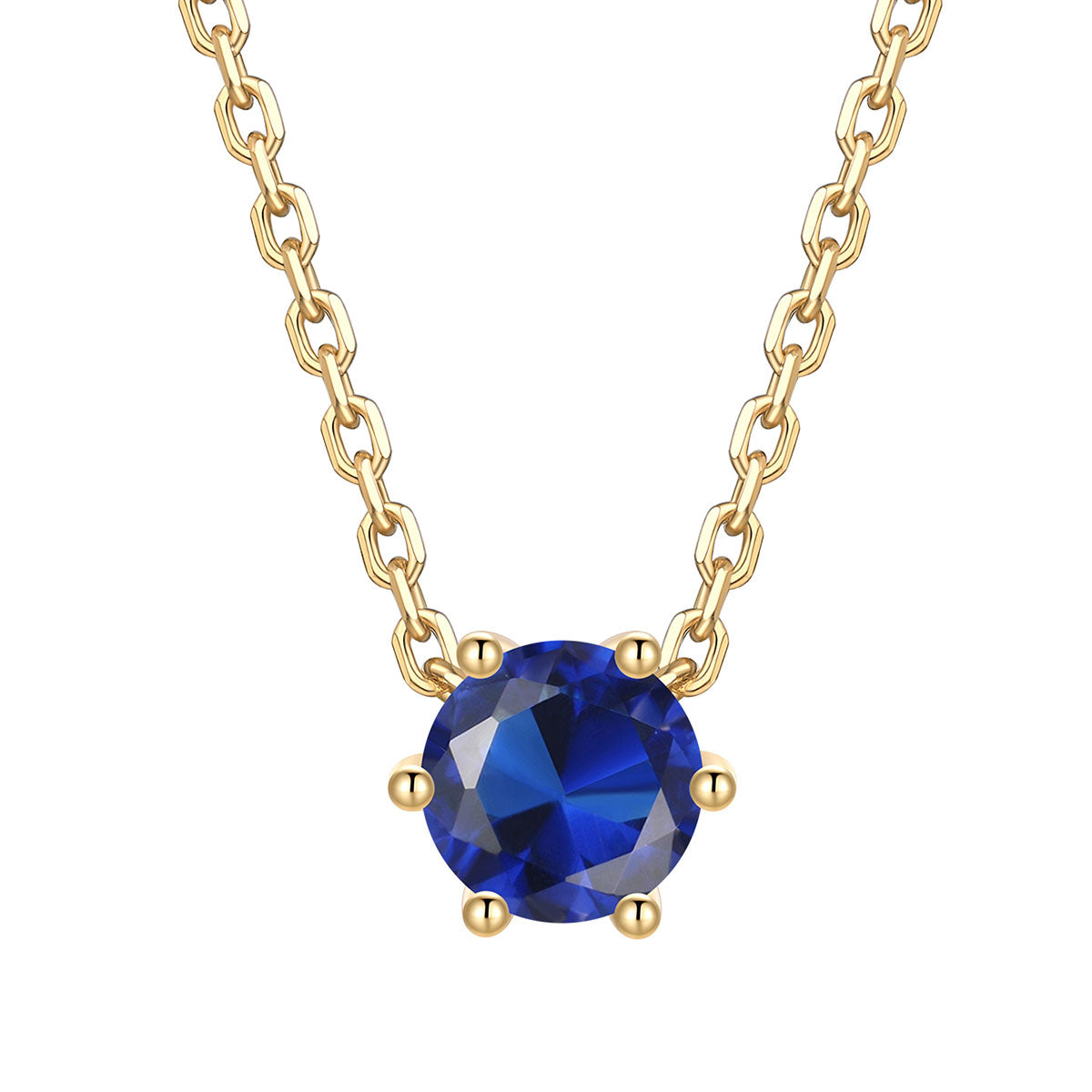 Round Cut September Birthstone Necklace on a white background