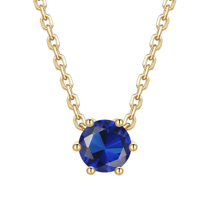 Round Cut September Birthstone Necklace on a white background
