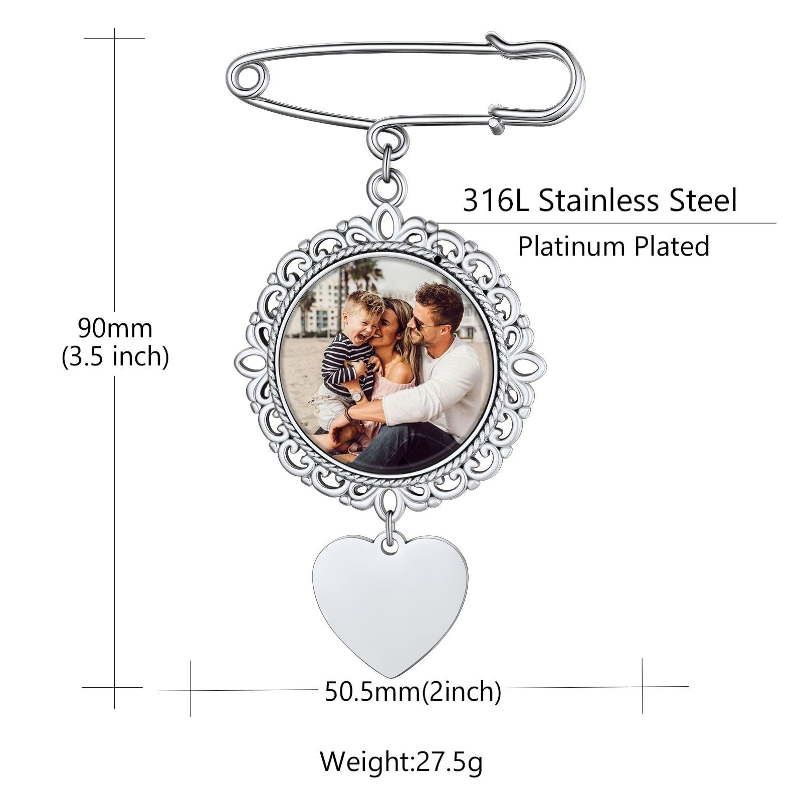 Round Picture Charms Brooch Pins Dimension, Durable