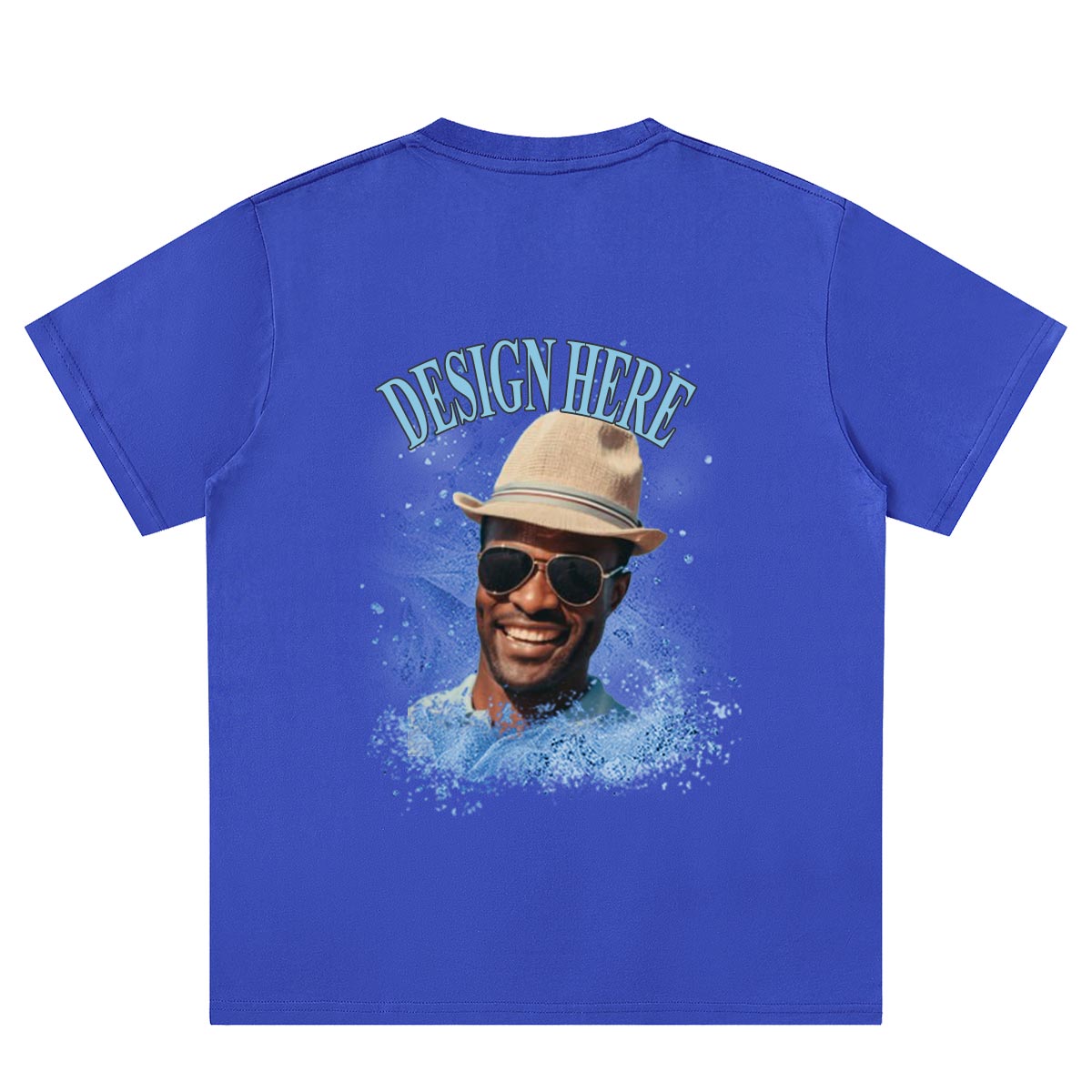 Royal Blue Back Custom Photo and Text T-Shirts