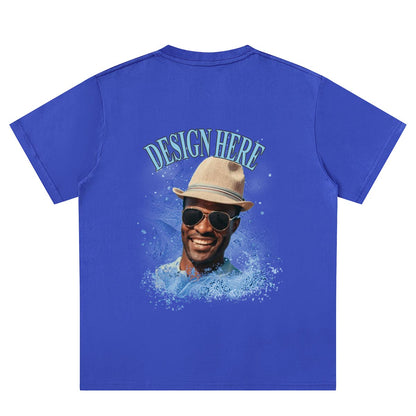 Royal Blue Back Custom Photo and Text T-Shirts