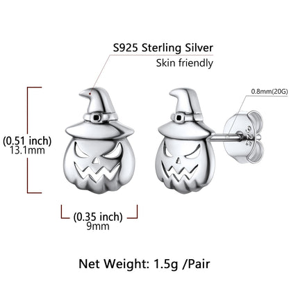 S925 Silver Skull of Jack Stud Earrings: Dimension, Hypoallergenic