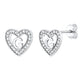 Boucles d'oreilles à tige en argent sterling avec lettre initiale et cœur en zircone cubique