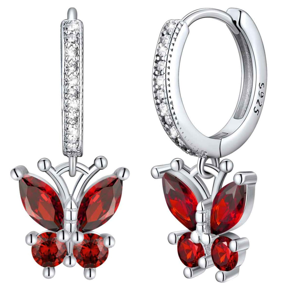 Butterfly Birthstone Huggie Hoop Earrings For Women Girl