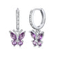 Butterfly Birthstone Huggie Hoop Earrings For Women Girl