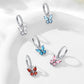 Butterfly Birthstone Huggie Hoop Earrings For Women Girl
