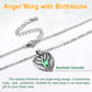 Sterling Silver Guardian Angel Wing Heart Necklace With Birthstone