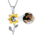 Custom Sunflower Photo Projection Necklace Sterling Silver