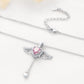 Sterling Silver Cupid Heart Birthstone Necklace With Angel Wings