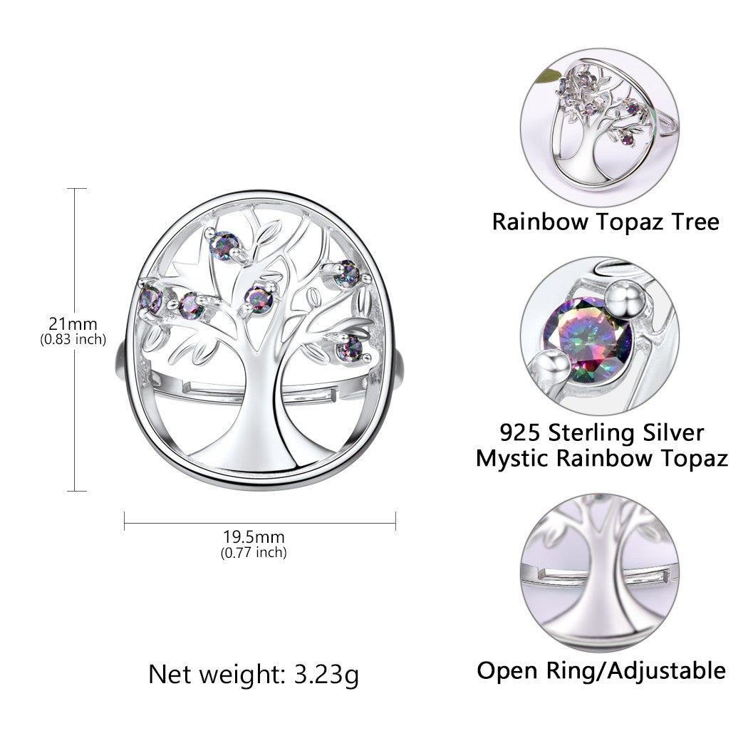 ⚡Flash Sale Adjustable Sterling Silver Family Tree of Life Ring