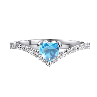 ⚡Flash Sale 925 Sterling Silver Heart Birthstone Promise Ring