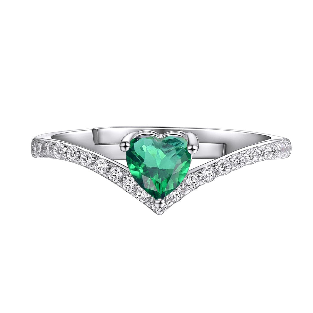 ⚡Flash Sale 925 Sterling Silver Heart Birthstone Promise Ring