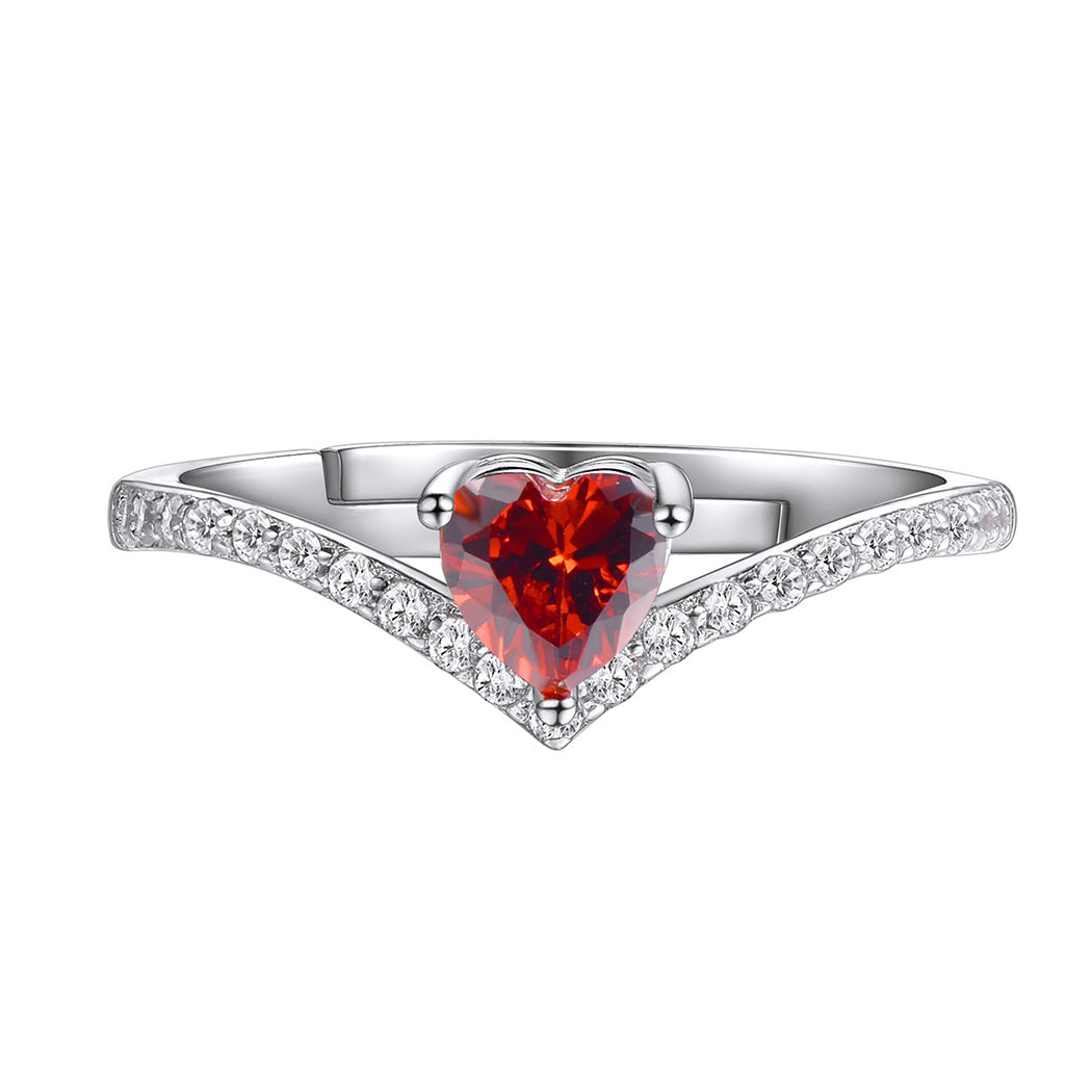 ⚡Flash Sale 925 Sterling Silver Heart Birthstone Promise Ring