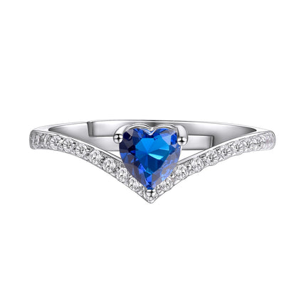 ⚡Flash Sale 925 Sterling Silver Heart Birthstone Promise Ring