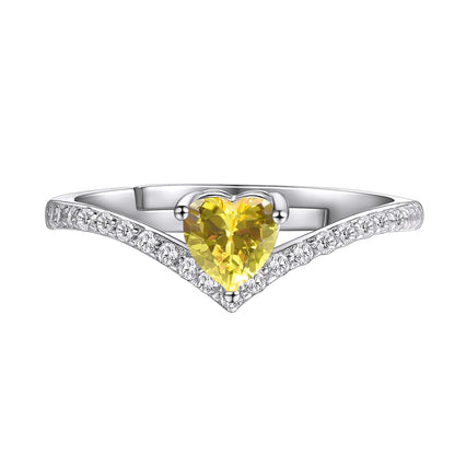 ⚡Flash Sale 925 Sterling Silver Heart Birthstone Promise Ring