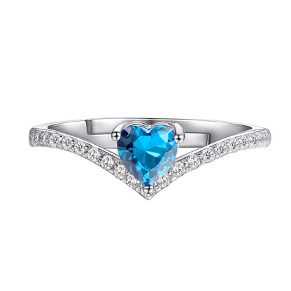 ⚡Flash Sale 925 Sterling Silver Heart Birthstone Promise Ring