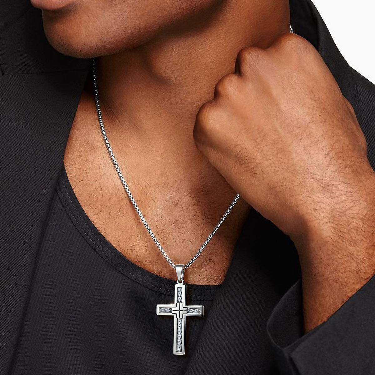 Custom Engraved Twist Cross Necklace