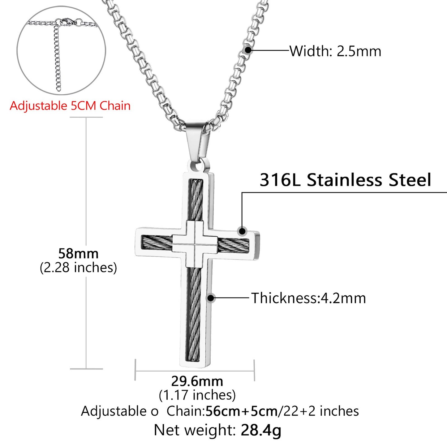 Custom Engraved Twist Cross Necklace