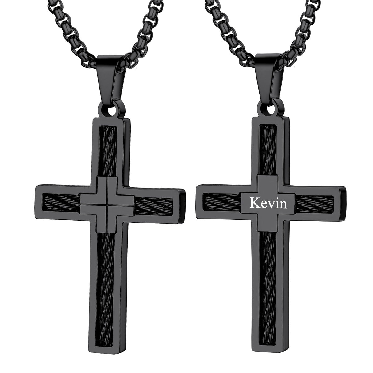 Custom Engraved Twist Cross Necklace