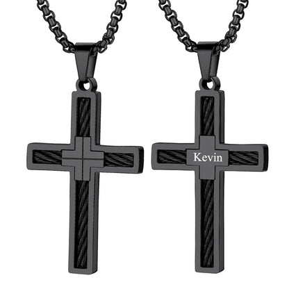 Custom Engraved Twist Cross Necklace