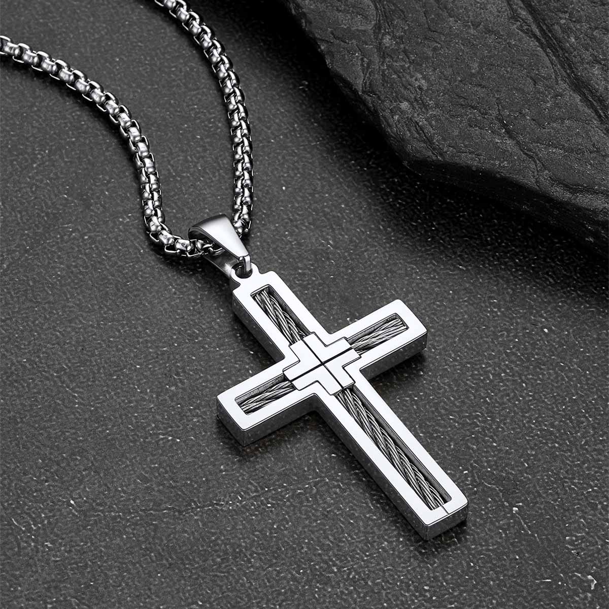 Custom Engraved Twist Cross Necklace