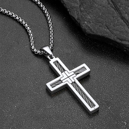Custom Engraved Twist Cross Necklace