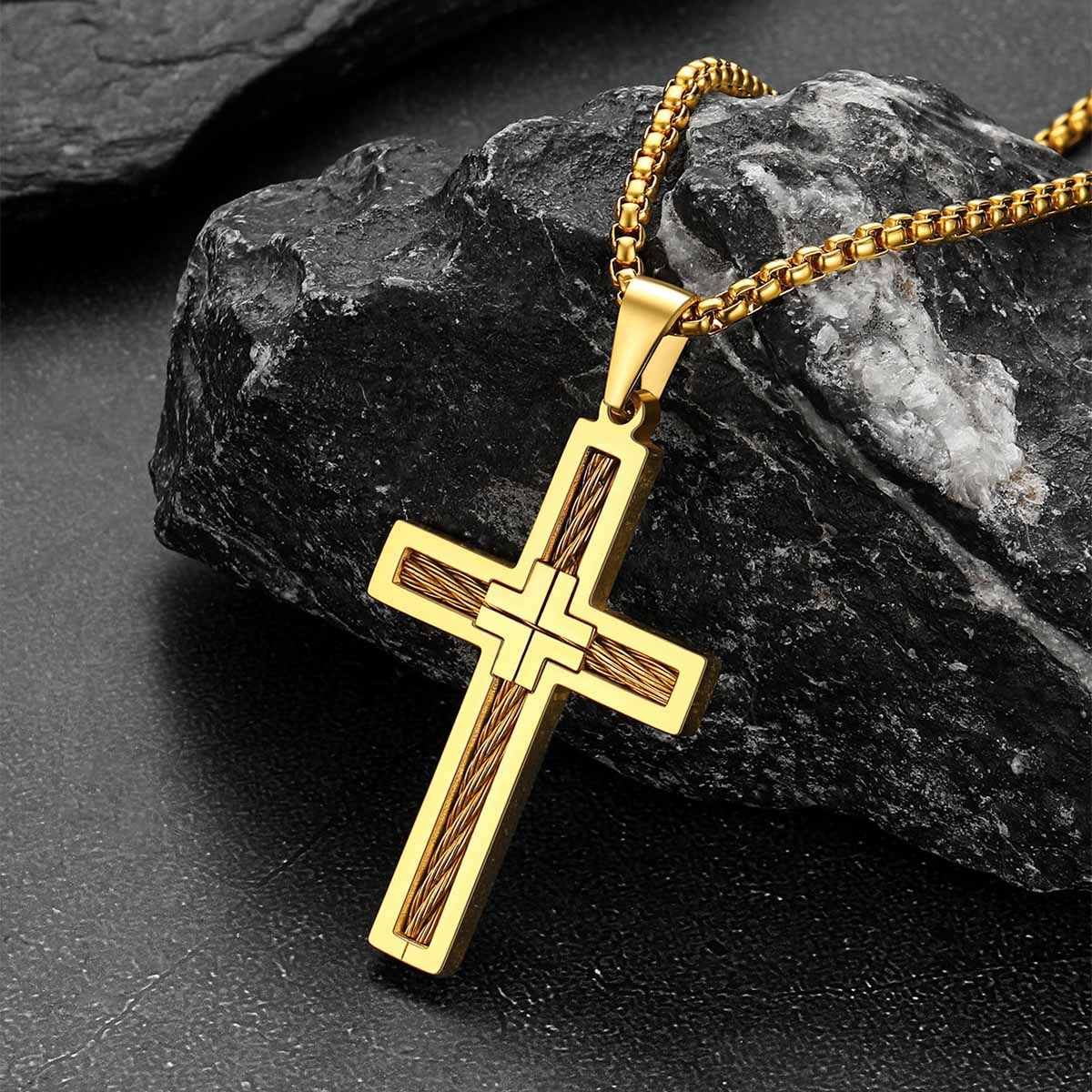 Custom Engraved Twist Cross Necklace