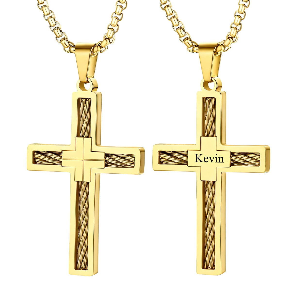 Custom Engraved Twist Cross Necklace