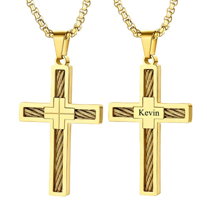 Custom Engraved Twist Cross Necklace