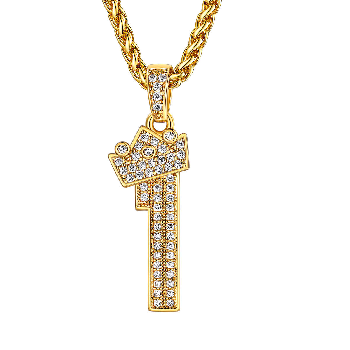 Bling Cubic Zircoina Crown Number Necklace