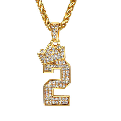 Bling Cubic Zircoina Crown Number Necklace
