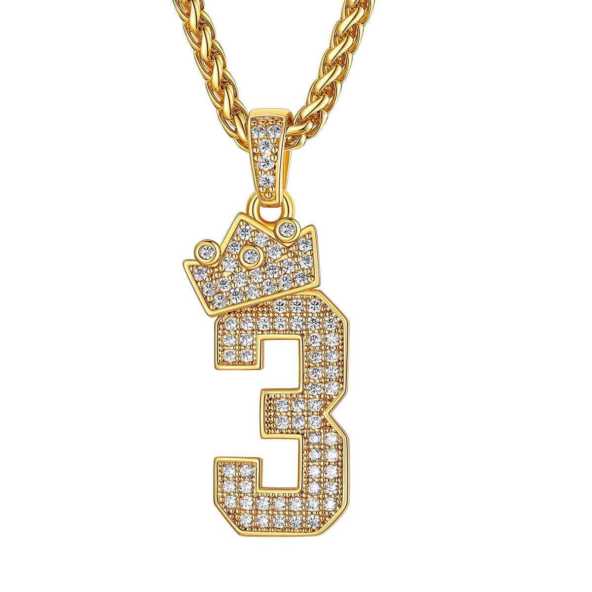 Bling Cubic Zircoina Crown Number Necklace